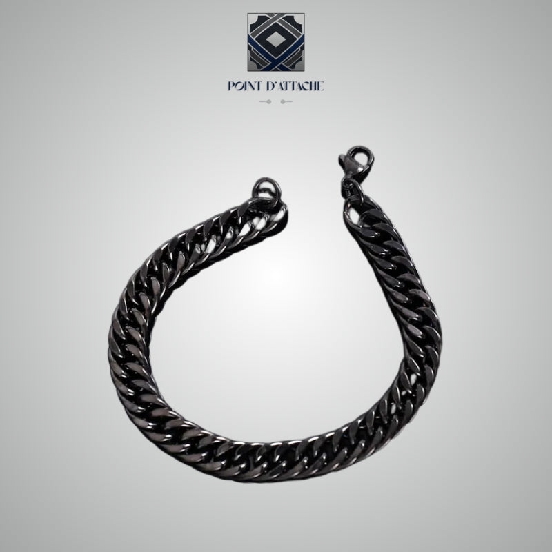 Le Régent | Bracelet Chaîne Gourmette en Acier Noir