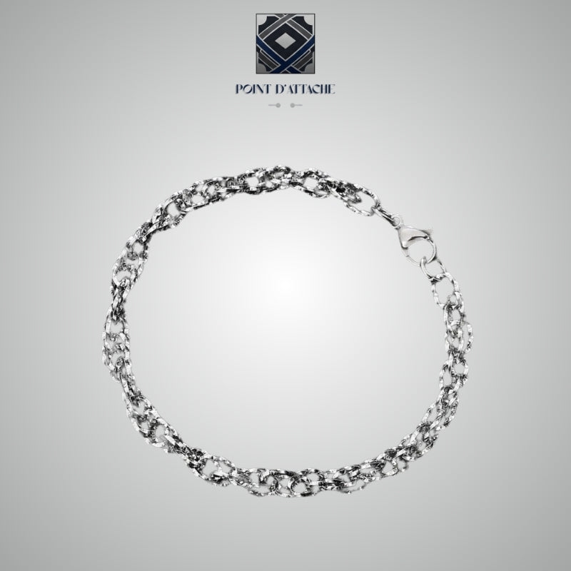 L'Armure | Bracelet Chaîne à Maillons Texturés en Acier