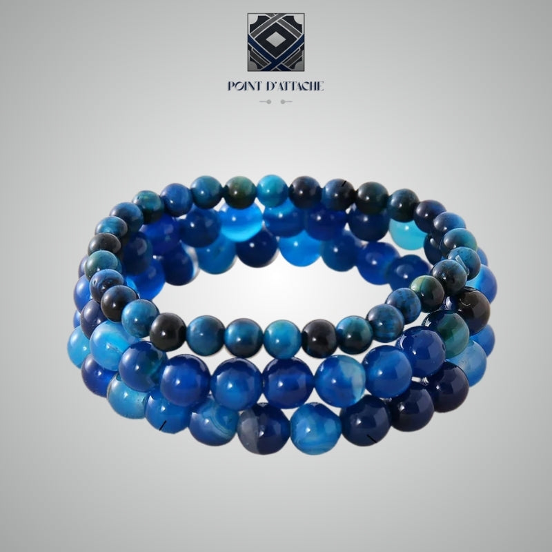 Le Diplomate | Trio de Bracelets en Perles Bleues