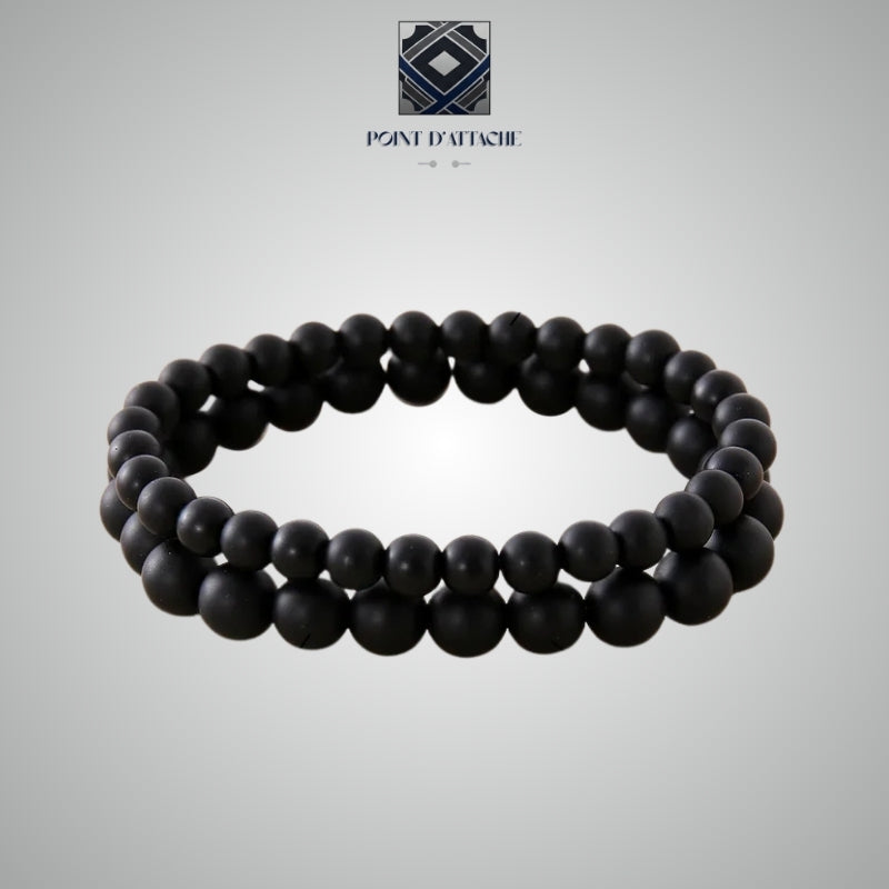 L'Équanimité | Duo de Bracelets en Perles Noires Mates