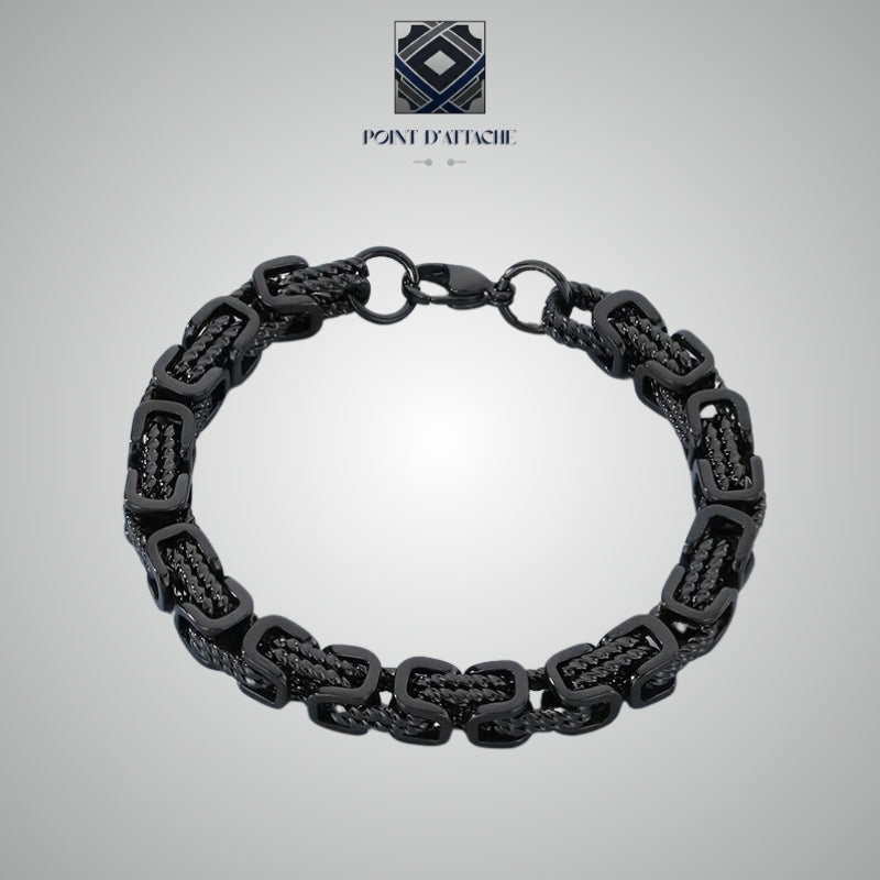 La Phalange | Bracelet Byzantin en Acier Noir