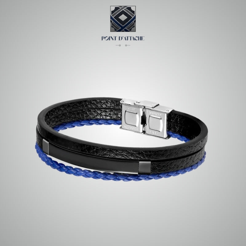 Le Courant | Bracelet Multi-rangs Noir, Bleu et Acier