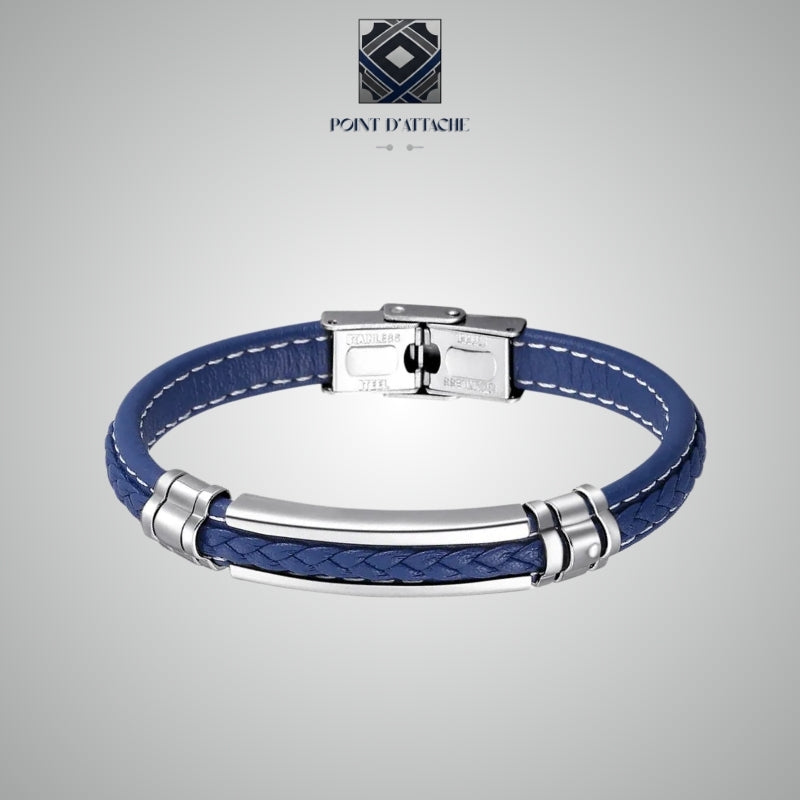 L'Horizon | Bracelet Manchette Bleu et Acier Inoxydable