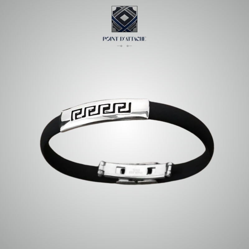 Le Méandre | Bracelet en Silicone et Acier à Motif Grec