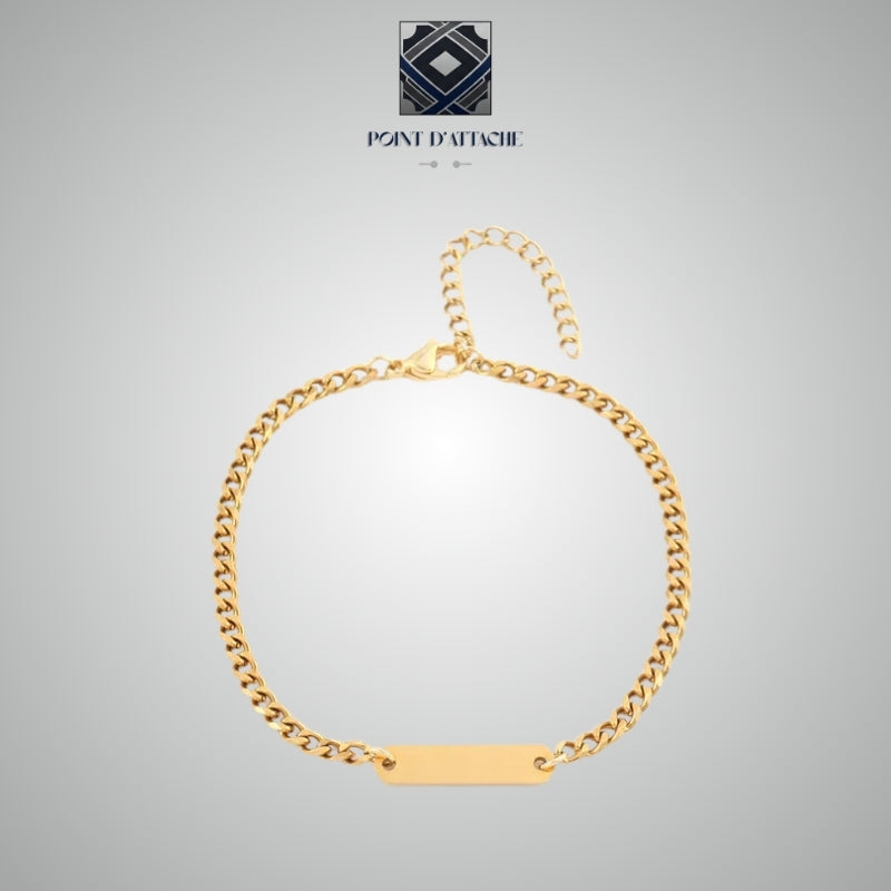 Le Verbe | Bracelet Gourmette Fine en Acier Doré