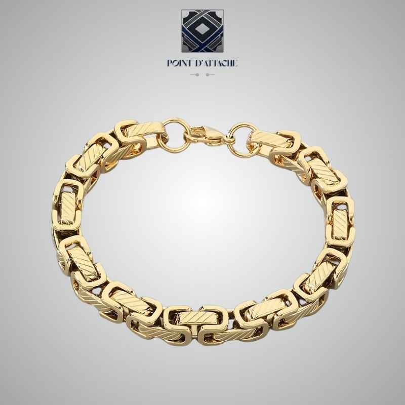 L'Horloger | Bracelet Chaîne Byzantine en Acier Plaqué Or 18K