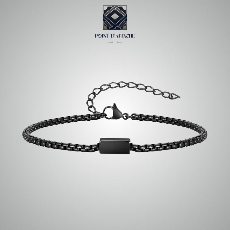 La Pierre Angulaire | Bracelet Chaîne Fine en Acier Noir