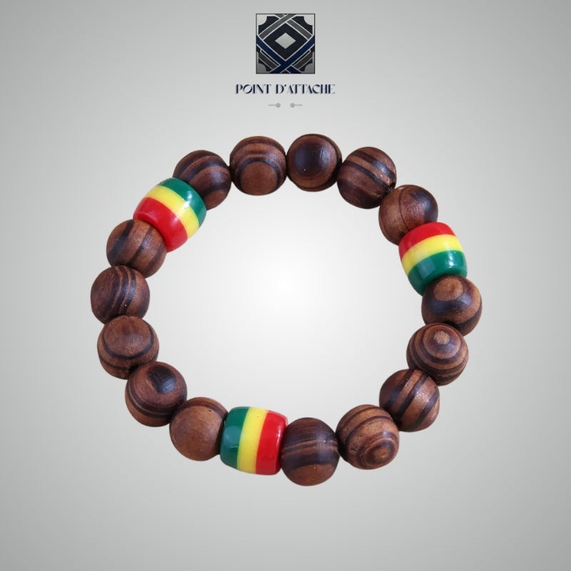 La Vibration | Bracelet en Bois aux Couleurs Reggae