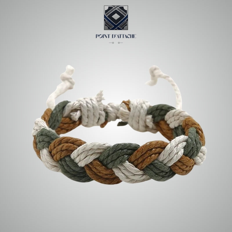 L'Ancrage | Bracelet Tressé en Corde de Chanvre Tricolore