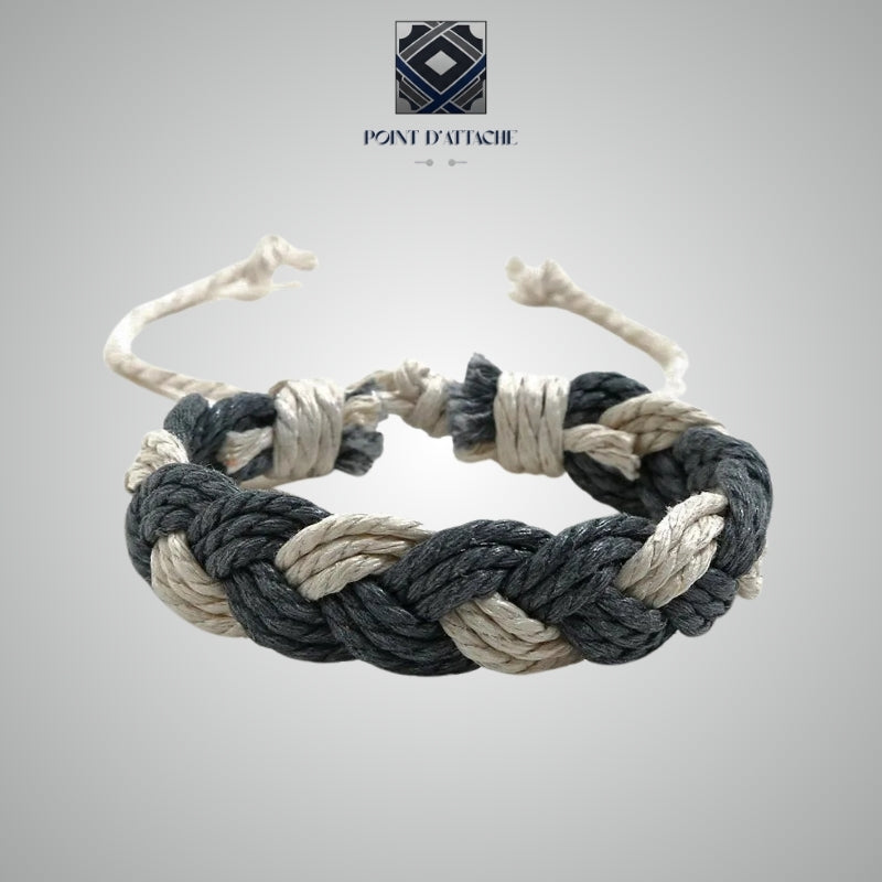 Le Granite | Bracelet Tressé en Corde de Chanvre Gris