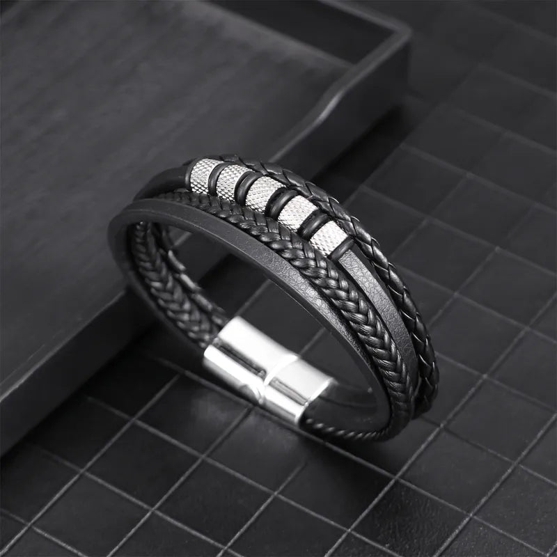 Le Clan | Bracelet Multi-rangs en Acier et Matière Végane