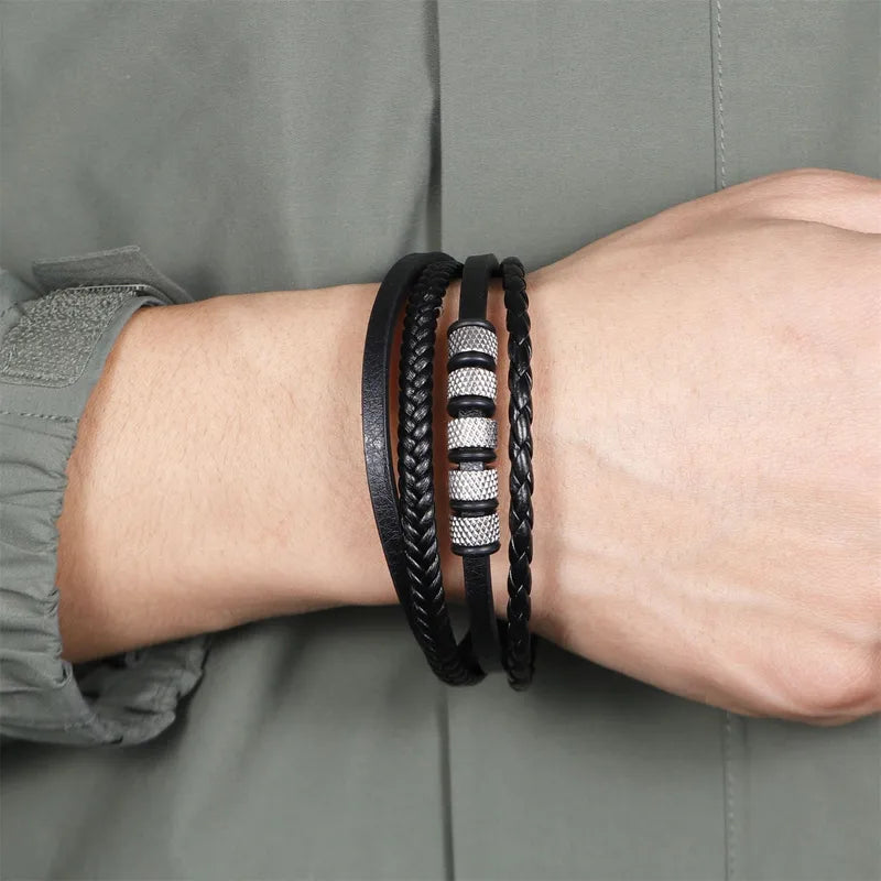 Le Clan | Bracelet Multi-rangs en Acier et Matière Végane