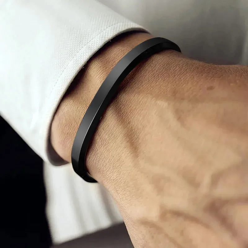 La Césure | Bracelet Jonc Minimaliste en Acier Noir