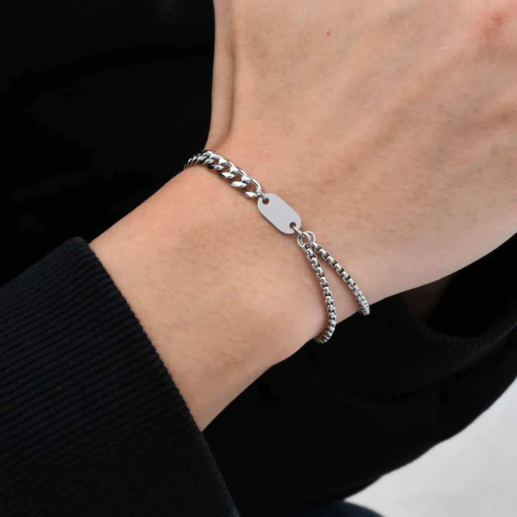 L'Architecte | Bracelet Double Chaîne en Acier Inoxydable