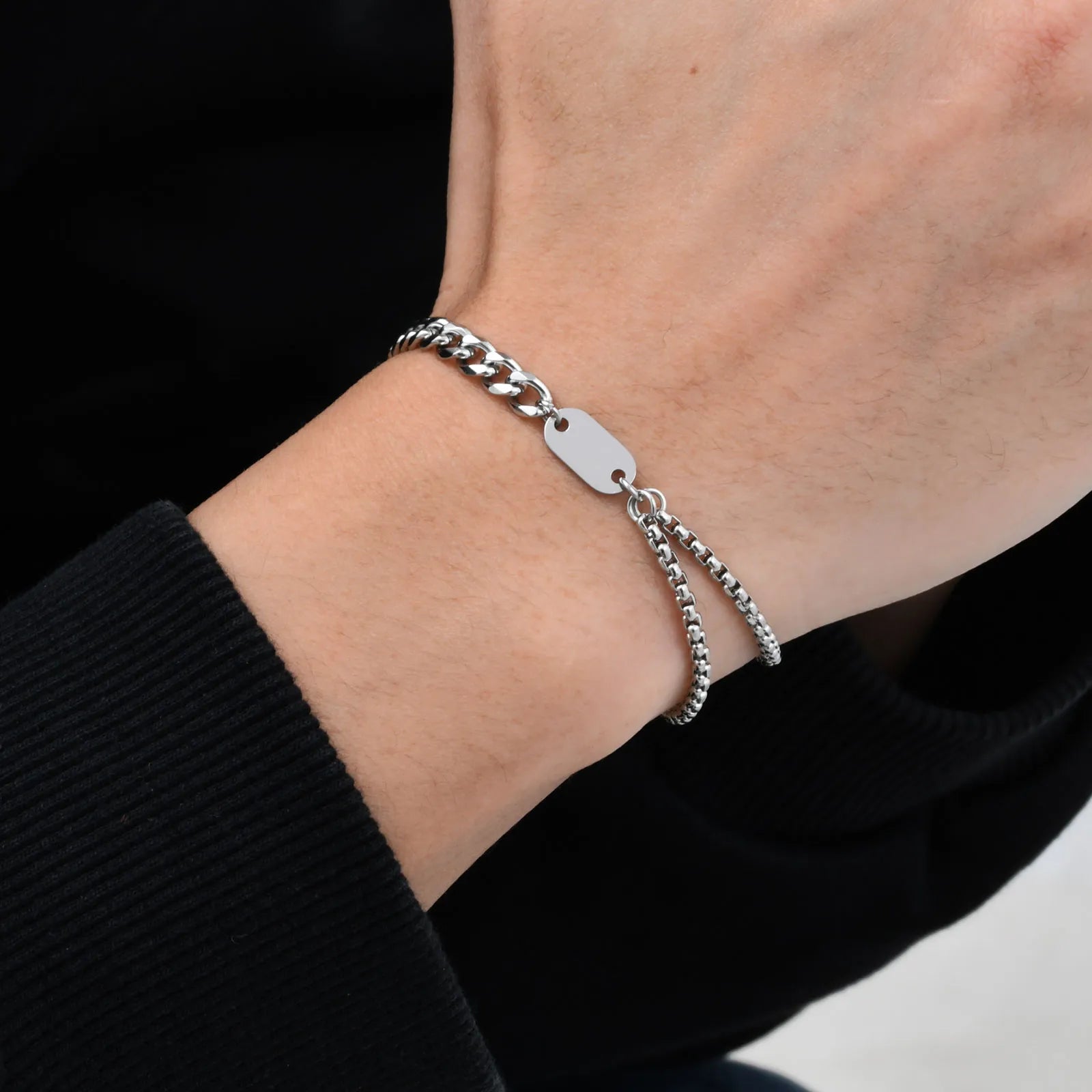 L'Architecte | Bracelet Double Chaîne en Acier Inoxydable