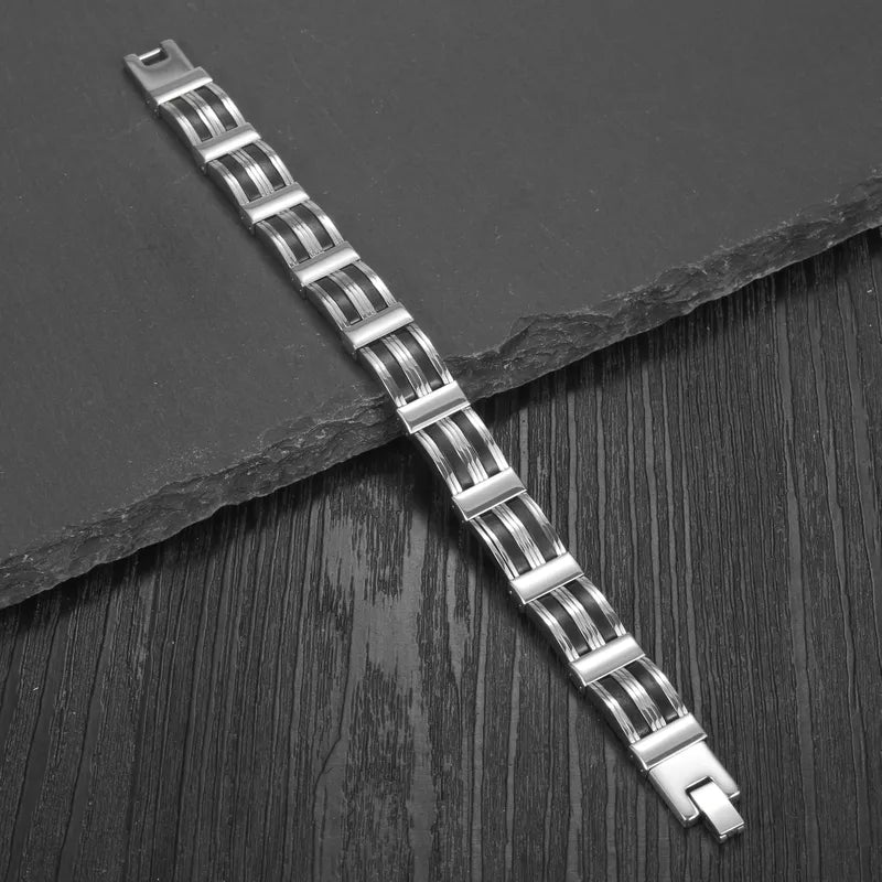 Le Titan | Bracelet Titanesque en Acier et Silicone